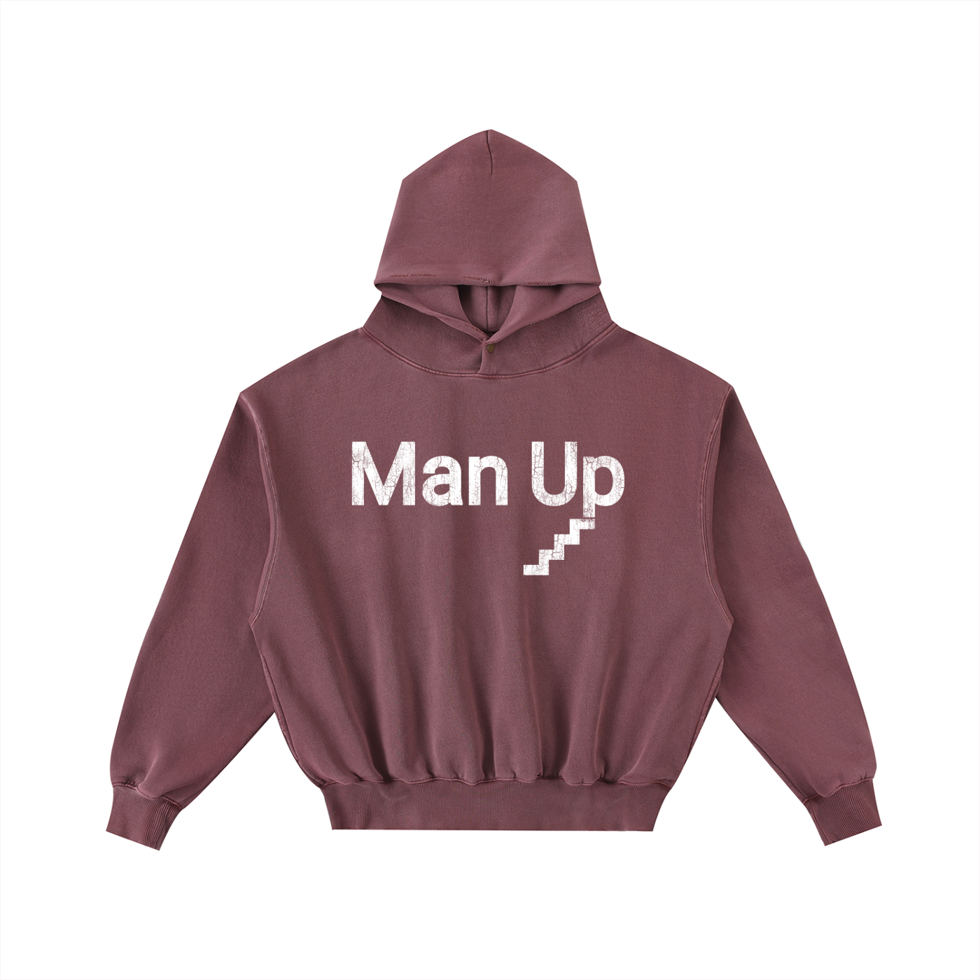 MAN UP Frayed Enzyme Washed Fleece Hoodie