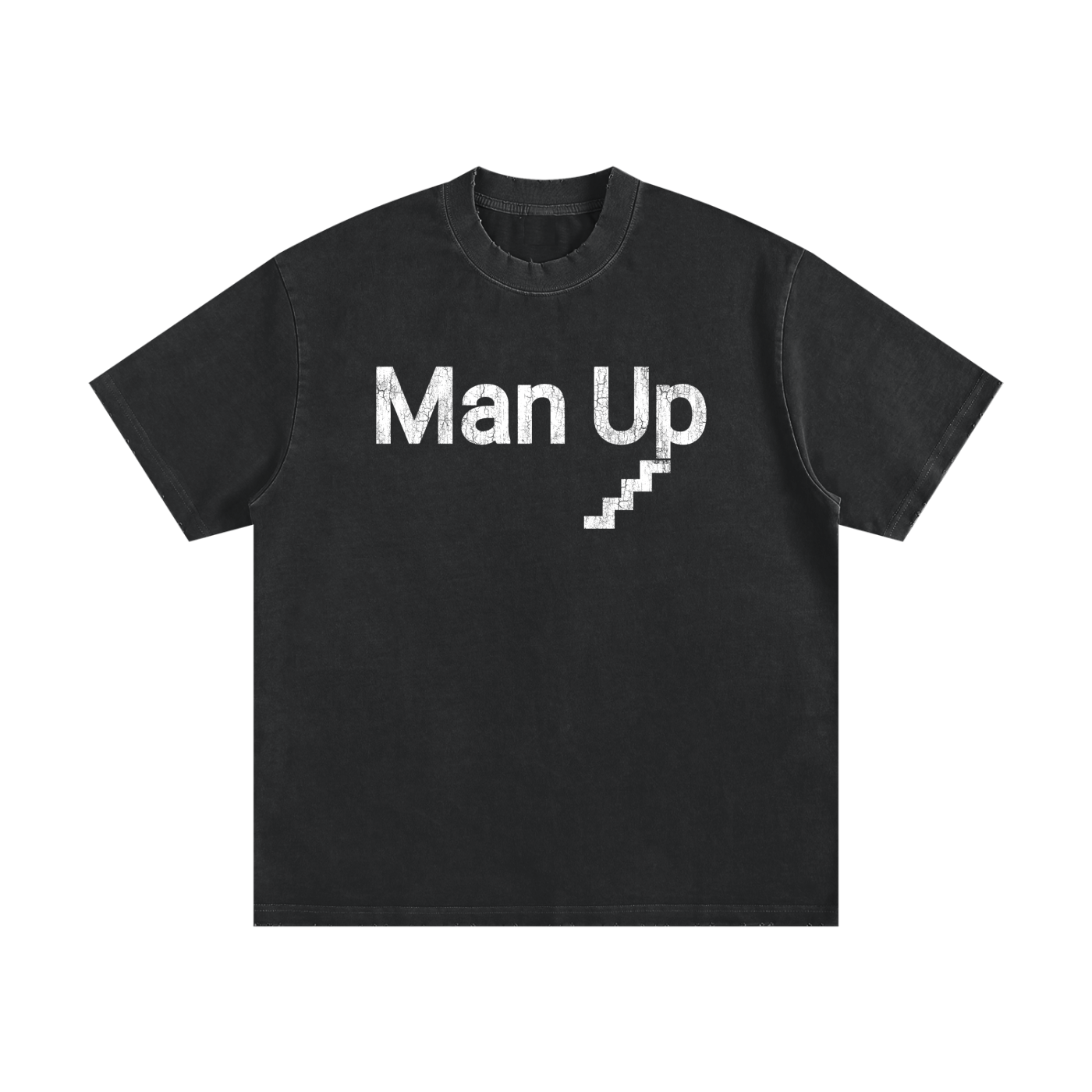MAN UP Heavyweight Vintage Washed Frayed T-Shirt