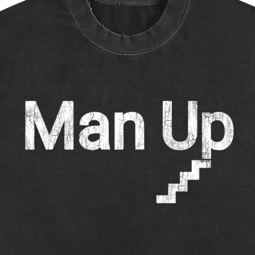 MAN UP Heavyweight Vintage Washed Frayed T-Shirt