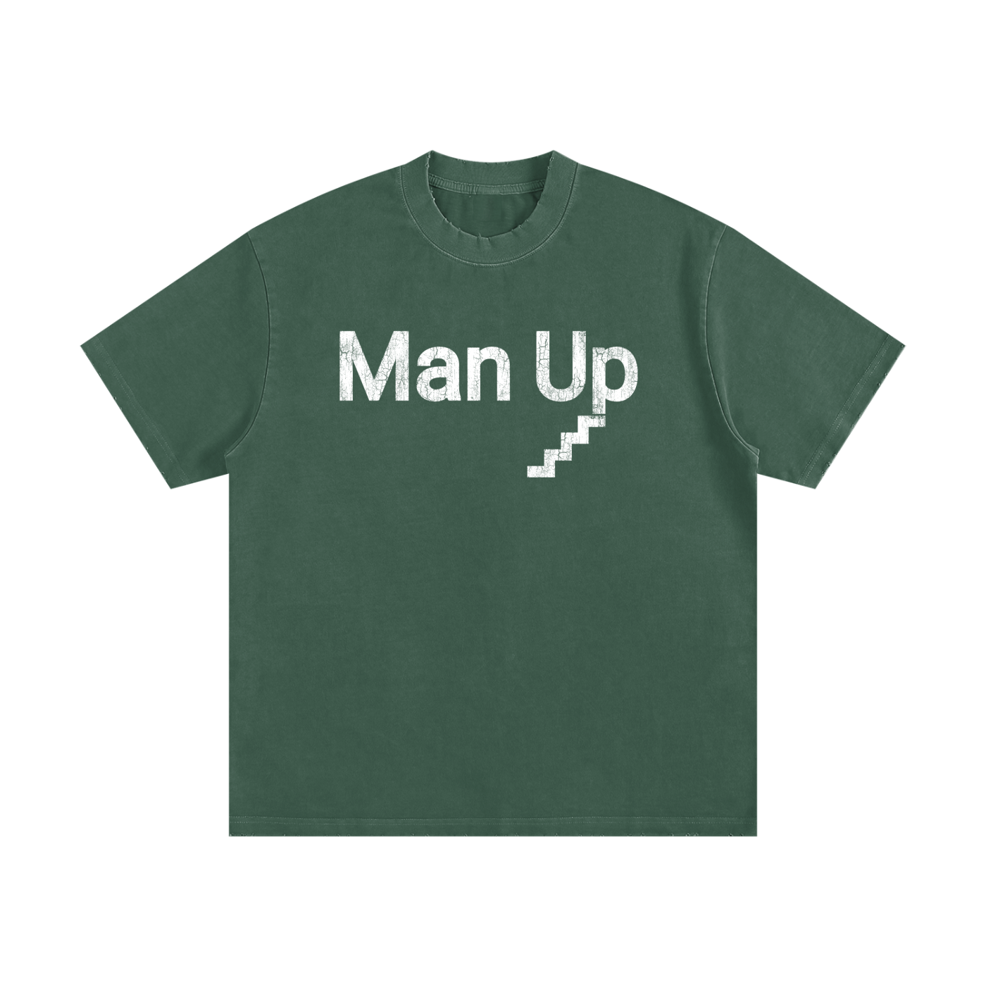 MAN UP Heavyweight Vintage Washed Frayed T-Shirt