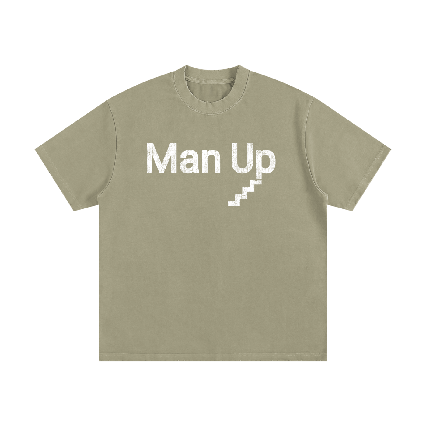 MAN UP Heavyweight Vintage Washed Frayed T-Shirt