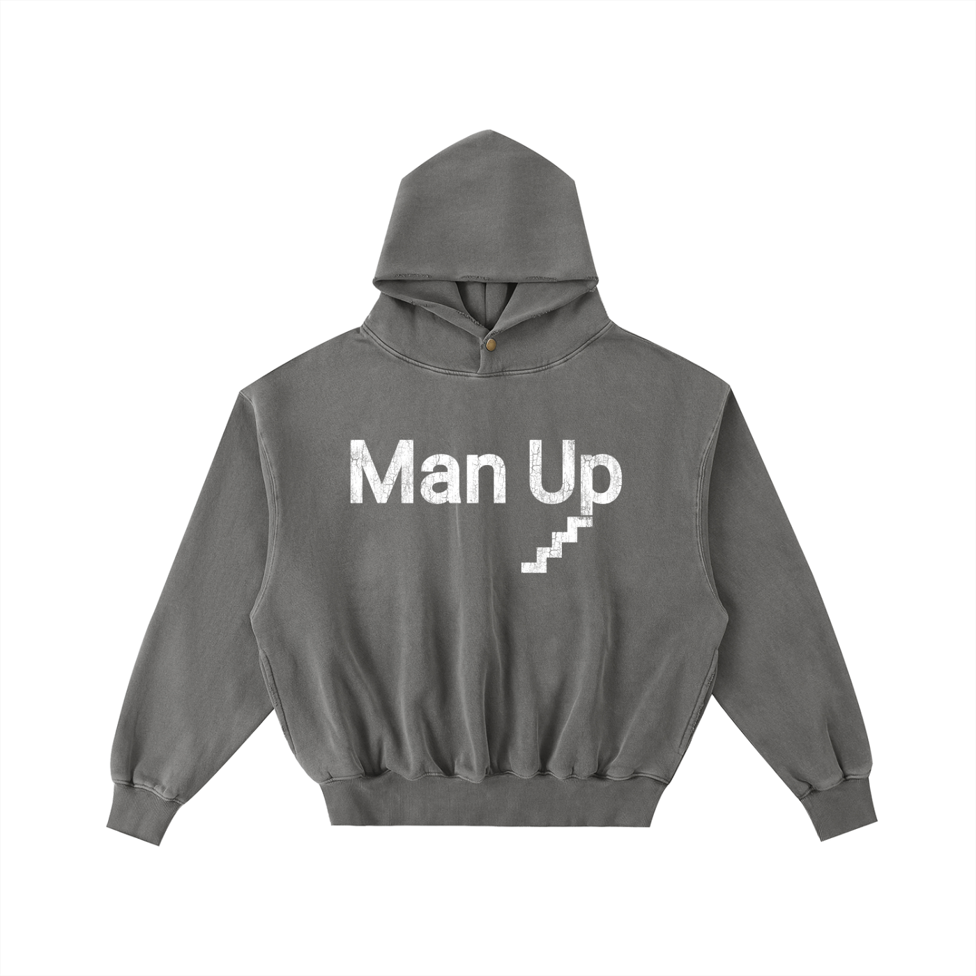 MAN UP Frayed Enzyme Washed Fleece Hoodie