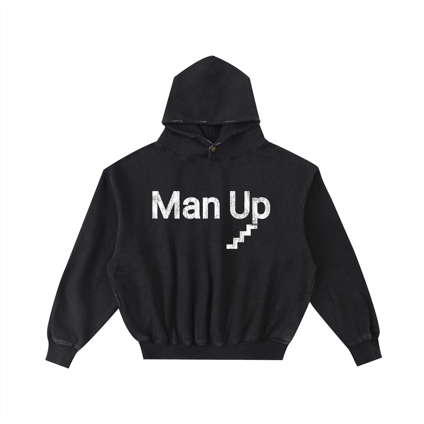 MAN UP Frayed Enzyme Washed Fleece Hoodie