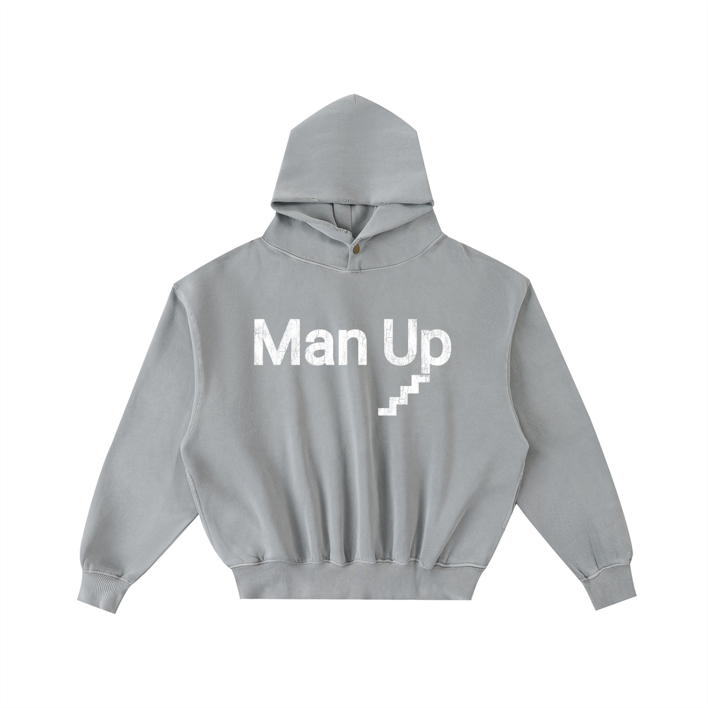 MAN UP Frayed Enzyme Washed Fleece Hoodie