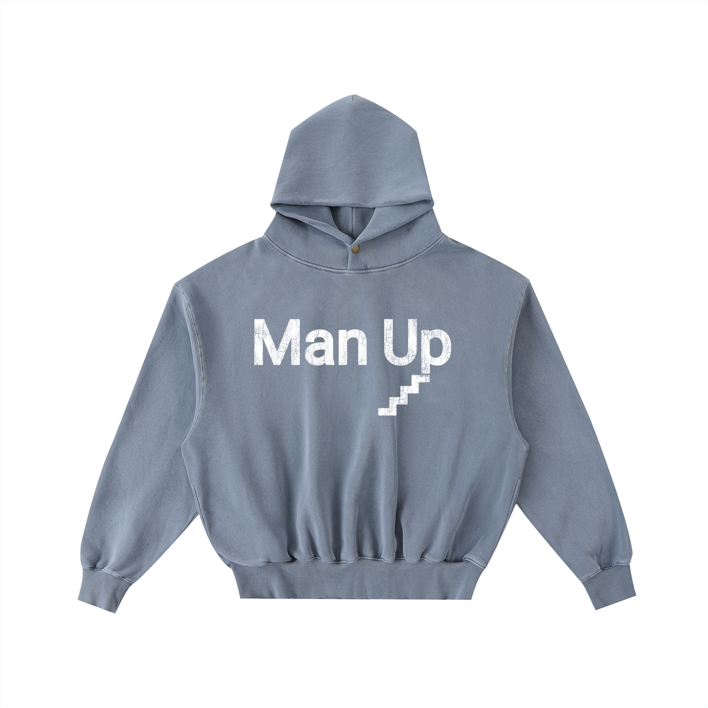 MAN UP Frayed Enzyme Washed Fleece Hoodie